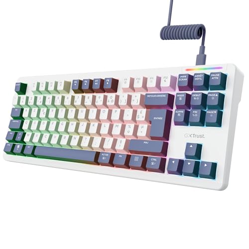 GXTrust 872 Xyra Clavier Mécanique AZERTY Français Gasket 80 , Clavier Gamer TKL Hot-Swap Creamy Filaire RGB Programmable, Commutateurs Leobog Linéaires 60M 5-pin Pré-lubrifié, Blanc