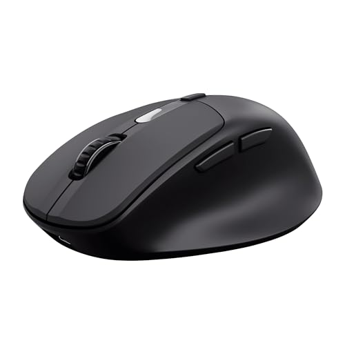 Trust Zevo Ultra Rapide Rechargeable Souris sans Fil, Bluetooth 2.4 GHz, Boutons Silencieux, 85 Plastique Recyclé, Recharge Rapidement (3min Charge = 24 Jours d’Utilisation), Multi-Appareils, Noir