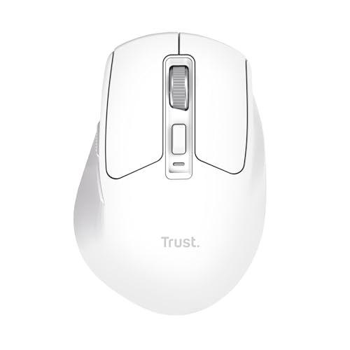 Trust Niven Souris sans Fil Bluetooth 2.4 GHz, Boutons Silencieux, 800-3200 DPI, 50 Plastique Recyclé, Souris Bluetooth Rechargeable Multi-Appareils Confortable PC Portable Mac, Blanc