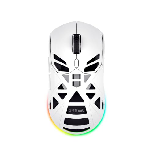 GXTrust Volyx Souris Gamer sans Fil Tri-Mode Bluetooth 2.4GHz USB, Blanc | Récepteur USB-A, Rechargeable 50 Heures d'autonomie, Éclairage LED, Boutons Programmables, Souris Gaming pour PC Ordinateur