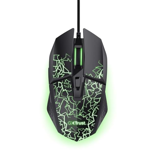 GXTrust 1113 Vylax Souris Gamer avec 6 Boutons Programmables, Éclairage LED Multicolore, 200-6400 DPI, Câble USB 150 cm, Souris Gaming Filaire pour PC Ordinateur Portable, Noir