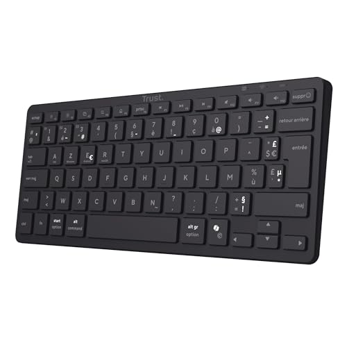 Trust Vira Clavier sans Fil Bluetooth AZERTY Français, Rechargeable, Noir