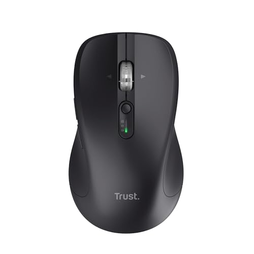 Trust Treva Souris sans Fil avec Molette Ultra-Rapide et Défilement Horizontal, Bluetooth 2.4 GHz, Boutons Silencieux, 85 Plastique Recyclé, Souris Bluetooth Multi-Appareils PC Mac, Noir