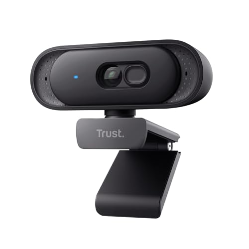 Trust Ovala Webcam 2K QHD avec Micro, USB-C USB-A, Grand Angle 75°, Noir