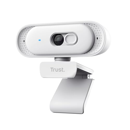 Trust Ovala Webcam 2K QHD avec Micro, USB-C USB-A, Grand Angle 75°, Blanc