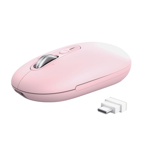 Trust Seron Souris sans Fil, Molette Ultra-Rapide et Défilement Horizontal, Bluetooth 2.4 GHz, Boutons Silencieux, 65 Plastique Recyclé, Bouton PPP, Souris Bluetooth Multi-Appareils PC Mac, Rose