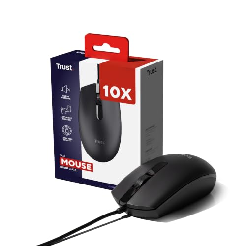 Trust 10 Pièces Basi Souris Filaire, Câble USB de 160 cm, Noir