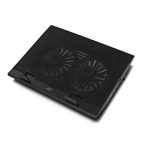 ACT Support de Refroidissement pour Ordinateur Portable 17 , Hauteur réglable (2 Positions ergonomiques), 2 Ventilateurs Silencieux pour Le Bureau, concentrateur USB à 4 Ports - AC8105