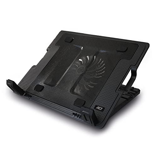 ACT Support de Refroidissement pour Ordinateur Portable 17 , Hauteur réglable (5 Positions ergonomiques), 1 Ventilateur Silencieux pour Bureau, Port USB - AC8110