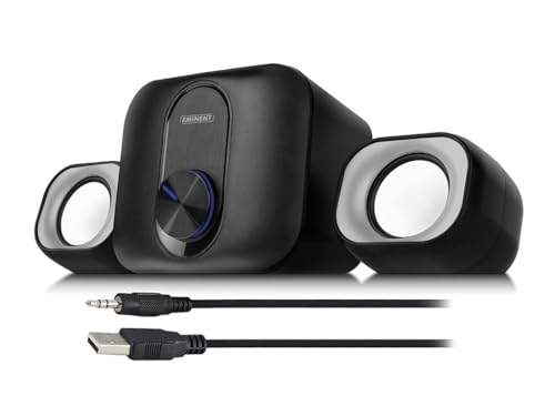 Eminent EM3515 Enceinte pour PC avec Caisson de Basses, système de Son 2.1 pour PC et Ordinateur Portable, Alimentation USB, Compact et Peu encombrant au Bureau