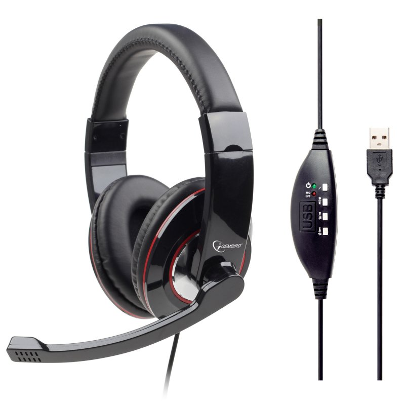 Gembird Gembird MHS-U-001 Casque stéréo USB Black brillant