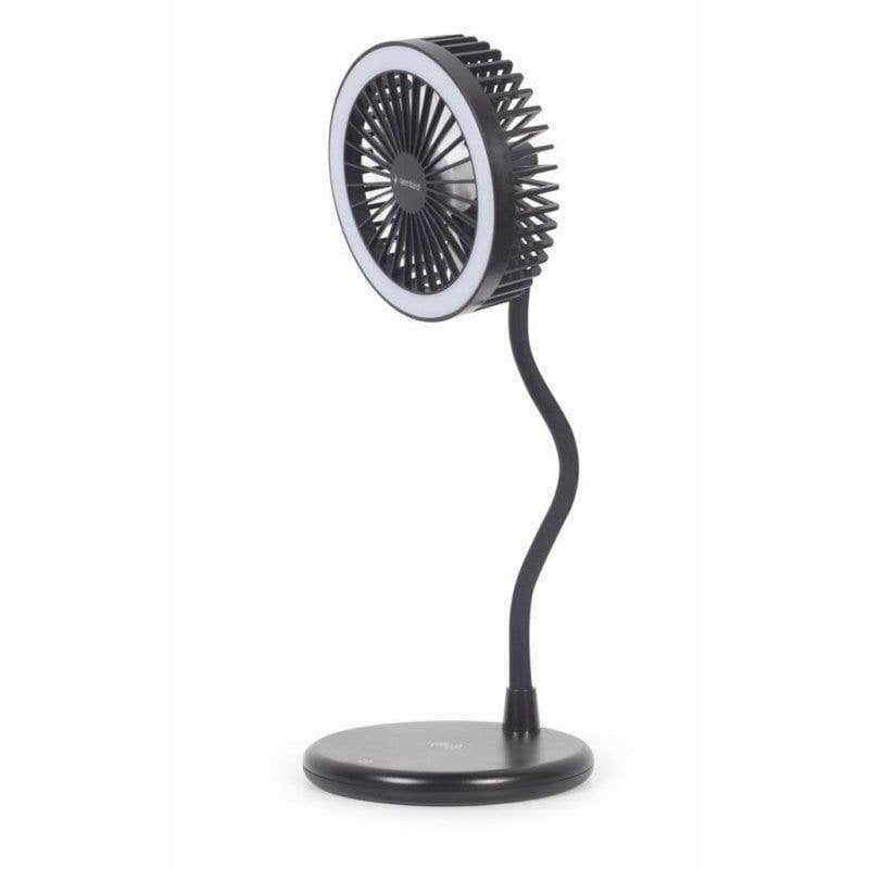 Gembird Ventilateur de Table Gembird TA-WPC10-LEDFAN-01 15,3W LED Charge Sans Fil Hauteur Réglable Black