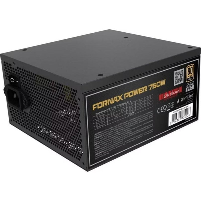 Gembird Fuente de Alimentación Gembird CCC-PSUGOLD-750W 750W Certificación 80 Gold modulaire