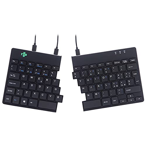 R-Go Split - Clavier Ergonomique - Ultra Mince - Avec Jeux de Touches séparés - Configuration QWERTY (IT) - Filaire USB - Plug Play - Noir