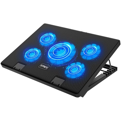 Strex Refroidisseur d'ordinateur portable - 12 - 17 pouces - Réglable - 5 Ventilateurs - Refroidisseur d'ordinateur portable - Refroidisseur de refroidissement
