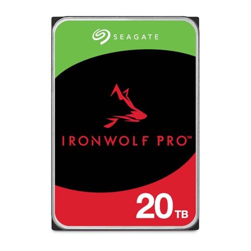 Seagate IronWolf Pro 20To, Disque dur d'entreprise interne NAS HDD, CMR, 3.5 Pouces, SATA 6Goits s, 7 200 tr min, 256 Mo de mémoire cache, Ouverture Facile, Services Rescue (ST20000NTZ01)