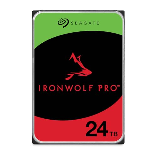 Seagate IronWolf Pro 24To, Disque dur d'entreprise interne NAS HDD, CMR, 3.5 Pouces, SATA 6Goits s, 7 200 tr min, 256 Mo de mémoire cache, Ouverture Facile, Services Rescue (ST24000NTZ02)