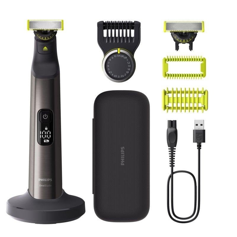 Philips Tondeuse Barbe Visage Philips OneBlade Pro 360 QP6652 61 Sans Fil 120min Sec et Mouillé 20 Réglages Lame 360°