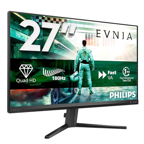 PHILIPS Evnia Gaming Moniteur 27M2N3500AM 27 Pouce 180Hz Fast VA Dalle, 1ms GtG, HDR10, FreeSync Premium, (2560x1440 HDMI 2X 2.0 DP 1x 1.4) Gris foncé