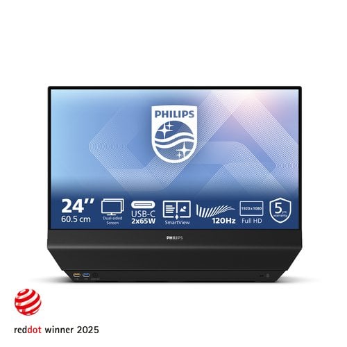 Philips Moniteur 24B2D5300 24 Pouce 120Hz IPS Dalle, 4ms GtG, Haut-parleurs, USB Hub(1920x1080 HDMI 2X 1.4) Noir