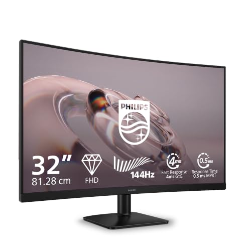 PHILIPS Moniteur Incurvé, 32E3C2290 32 Pouce 144Hz VA Dalle, 4ms GtG, HDR10, Haut-parleurs, (1920x1080 HDMI 1x 2.0 DP 1x 1.4) Noir