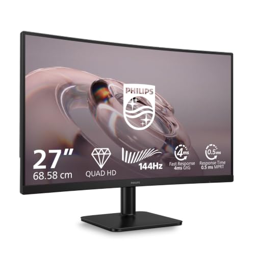 PHILIPS Moniteur Incurvé, 27E3C2590 27 Pouce 144Hz VA Dalle, 4ms GtG, HDR10, Haut-parleurs, (2560x1440 HDMI 1x 2.0 DP 1x 1.4) Noir