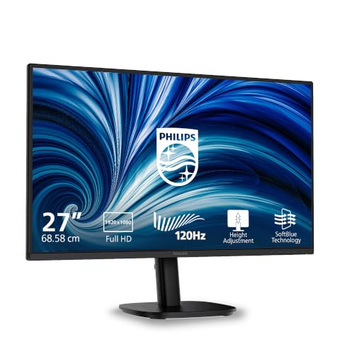 PHILIPS Moniteur 27B2N3200A 27 Pouce 120Hz IPS Dalle, 4ms GtG, Ajustable en Hauteur, Haut-parleurs, (1920x1080 HDMI 1x 1.4 DP 1x 1.4) Noir