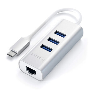 SATECHI Hub USB C 2 en 1 avec 3 Ports Ethernet Silver