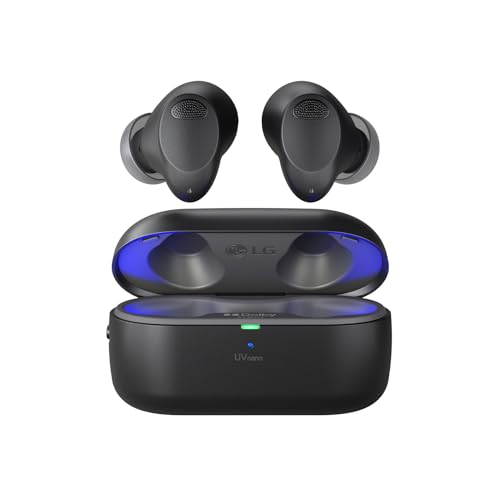 LG Tone Free T90S écouteurs Bluetooth Intra-Auriculaires avec Dolby Atmos, Technologie MEDIRIAN, ANC (Réduction sonore Active), UVnano , Noir