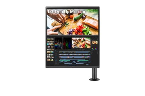 LG ERGO DualUp 28MQ780 B Ecran PC vertical 28 dalle Nano IPS resolution Square Double QHD 2560x2880 format 16 18 HDR 10 DCI P3 98 USB C 90W KVM integre pied ergonomique reglable
