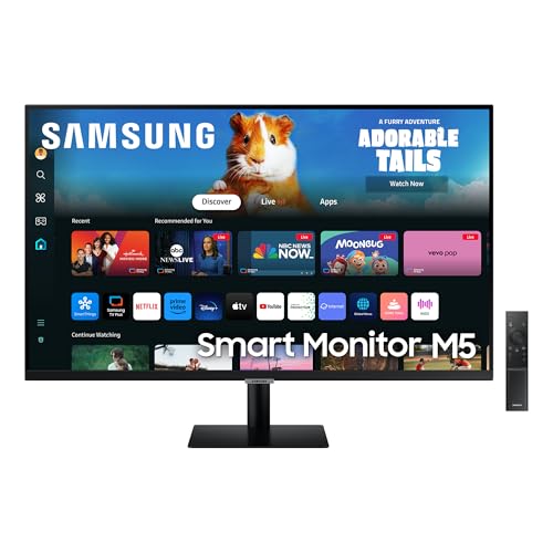 Samsung Smart Monitor M5 Noir - 32'' - Dalle VA, FHD (1920 x 1080), 60Hz, 4ms, Inclinable, 2 x HDMI (1.4), 2 x USB-A, Smart TV, Gaming Hub, LS32DM502EUXEN