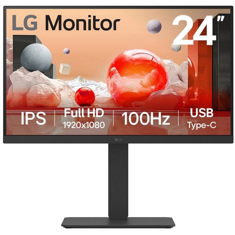 LG Moniteur LG 24BA650 24 IPS FullHD 1080p 100Hz KVM Haut-parleurs Ergonomie VESA USB-C HDMI DP