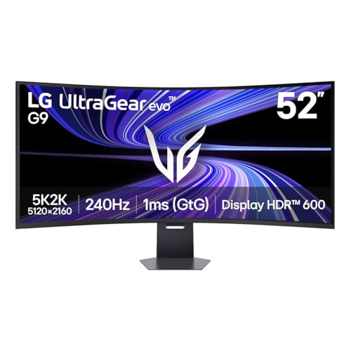 LG Ultragear 52G930B-B.AEU | Série G9 (2026) | 52'' | Moniteur Gaming VA 21 9 | 240Hz | 1ms (GtG) | Résolution WUHD 5K2K | DCI-P3 95 | DisplayHDR™ 600 | NVIDIA® G-Sync® et AMD FreeSync™ Premium