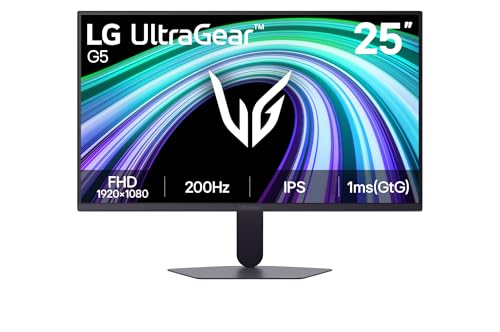 LG Moniteur Gaming Ultragear™ 25G523B-B.AEU | Série G5 (2026) | 25 Pouces | IPS 16 9 | 200Hz | 1ms (GtG) | FHD 1920x1080 | sRGB 99 | HDR10 | AMD FreeSync Premium™ et NVIDIA G-Sync™