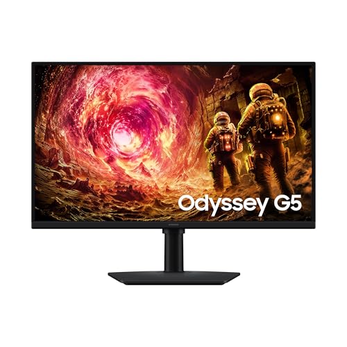 Samsung Écran Gaming Odyssey G5 G50F 27 , 180Hz, QHD (2560 x 1440), 1ms, 1.000 1, Inclinable, Orientable, Pivotable et Ajustable en Hauteur, HDMI (2.0), Display Port (1.2), LS27FG502EUXEN