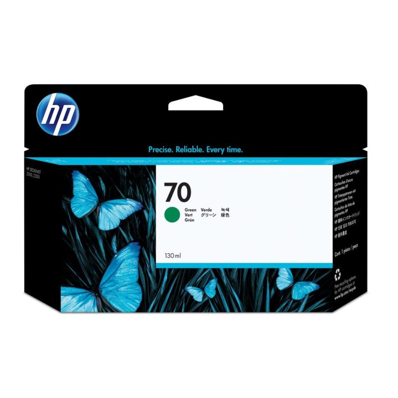 HP Cartouche d'encre HP 70 Green 130 ml pour imprimantes Designjet Z2100, Z3100, Z3200