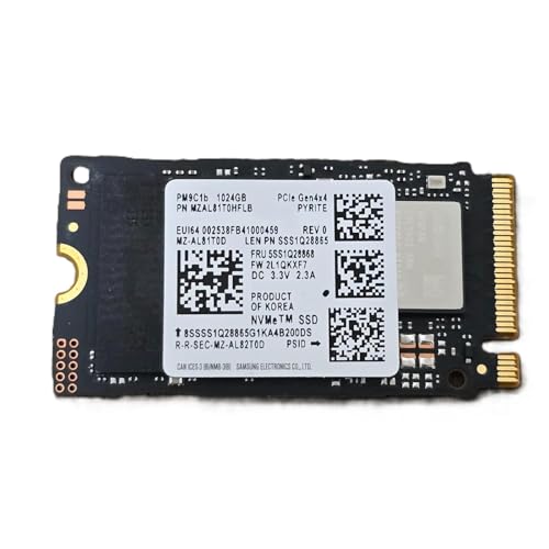 Samsung SSD 1 To, M.2 PCIe Gen 4.0 x4 NVMe, série PM9C1B 2242, vitesse de lecture écriture séquentielle jusqu'à 7 100 6 700 Mo s, MZAL81T0HFLB - OEM BULK