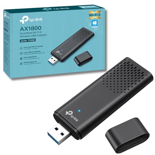 TP-Link Archer TX20U Clé WiFi AX1800 sans Fil Wi-FI 6 USB pour PC Ordinateur Portable, dongle Wi-FI Double Bande USB 3.0 SuperSpeed, MU-MIMO, Latence Plus Faible, WPA3 hautement sécurisé, Prend en