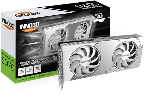 INNO3D NVIDIA GeForce RTX 5070 Twin X2 OC 12 Go GDDR7 192 Bits PCI Express Gen 5 Carte Graphique de Jeu N50702-12D7X-195064W (Blanc)