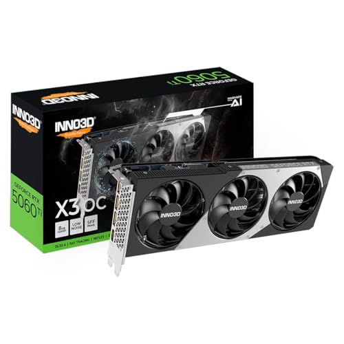 INNO3D NVIDIA GeForce RTX 5060 Ti X3 OC 8 Go GDDR7 Carte Graphique de Jeu (Triple Fan, 2 Lots, Reflex 2 RTX AI DLSS4)
