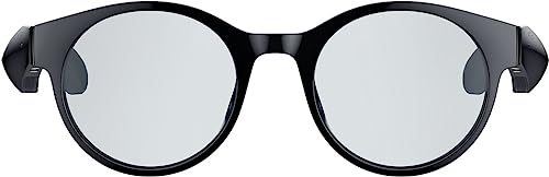 Razer Anzu - Lunettes à filtre anti-lumière bleue ou lunettes de soleil audio (Round, Small) (Son à faible latence, Conception IPX4 résistante à l’eau, Micro intégré et haut-parleurs) Noir