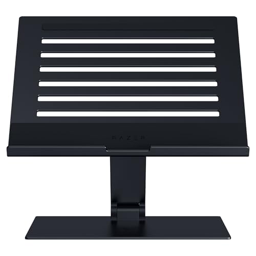 Razer Adjustable Laptop Stand - Support Ergonomique pour Ordinateurs Portables jusqu'à 18 Pouces (Hauteur et Inclinaison réglables, Aluminium Durable, Design ventilé) Noir