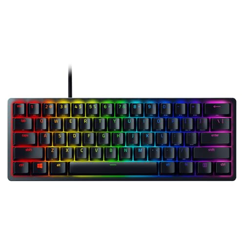 Razer Huntsman Mini (Switches Violets) - Clavier Gamer Compact à 60 (Switches Opto-Mécaniques Clicky, Touches en PBT, Câble USB-C Détachable) Clavier US | Noir