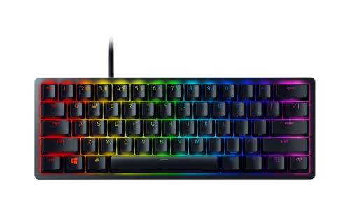 Razer Huntsman Mini (Switches Rouges) - Clavier Gamer Compact à 60 (Switches Opto-Mécaniques Linéaires et Silencieux, Touches en PBT, Câble USB-C Détachable) Clavier US | Noir