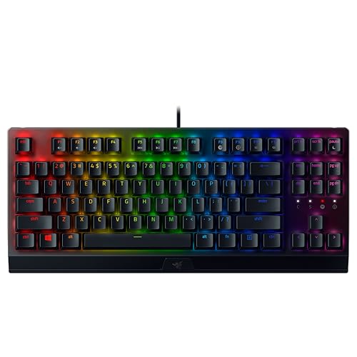 Razer BlackWidow V3 Tenkeyless (Switches Verts) - Clavier Gamer Mécanique Compact (Switches Mécaniques Clicky, Format Tenkeyless, Touches Programmables) Clavier US | Noir