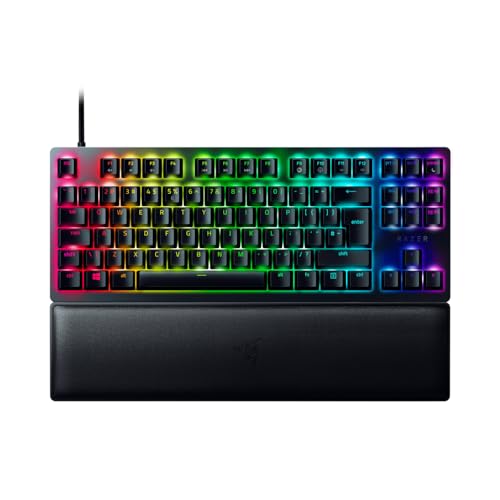 Razer Huntsman V2 Tenkeyless Clavier de Jeu Optique (commutateurs optiques linéaires Gen-2, Touches PBT Doubleshot, Repose-Poignet Ergonomique) Disposition Britannique | Noir