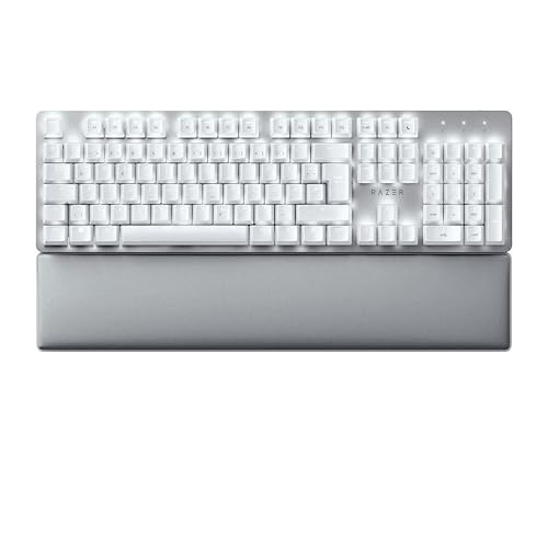 Razer Pro Type Ultra - Clavier mécanique sans Fil pour Une productivité maximale - interrupteurs Silencieux et linéaires Jaunes - RF Bluetooth - Clavier Allemande QWERTZ | Blanc