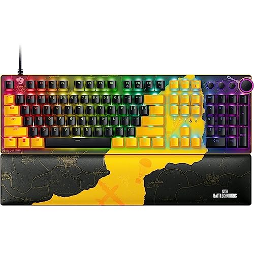Razer Huntsman V2 Switches Rouges - Clavier Gamer Optique pratiquement Sans Latence Switches Optiques Linéaires et Silencieux, Touches en PBT Doubleshot, Repose-Poignet US-Layout | PUBG Ed
