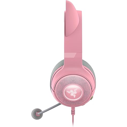 Razer Kraken Kitty V2 - Casque Filaire RGB avec Oreilles de Chat (Eclairage Réactif Stream, Micro Cardioïde HyperClear, Transducteurs Triforce 40mm, Son Surround 7.1) Rose Quartz