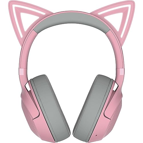 Razer Kraken Kitty V2 BT Casque sans Fil Bluetooth avec eclairage RGB et Oreilles de Chat Bluetooth 5 2 40mm Triforce Micros a Annulation de Bruit jusqu a 40 Heures d autonomie Rose
